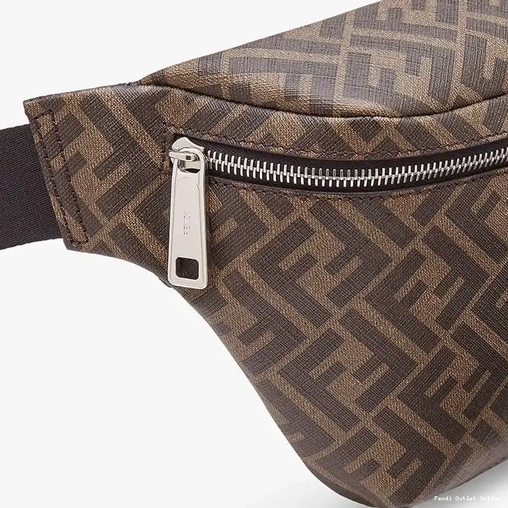 Cheap Motif Fabric Bag In Belt Fendi FF Brown Coffee 0419